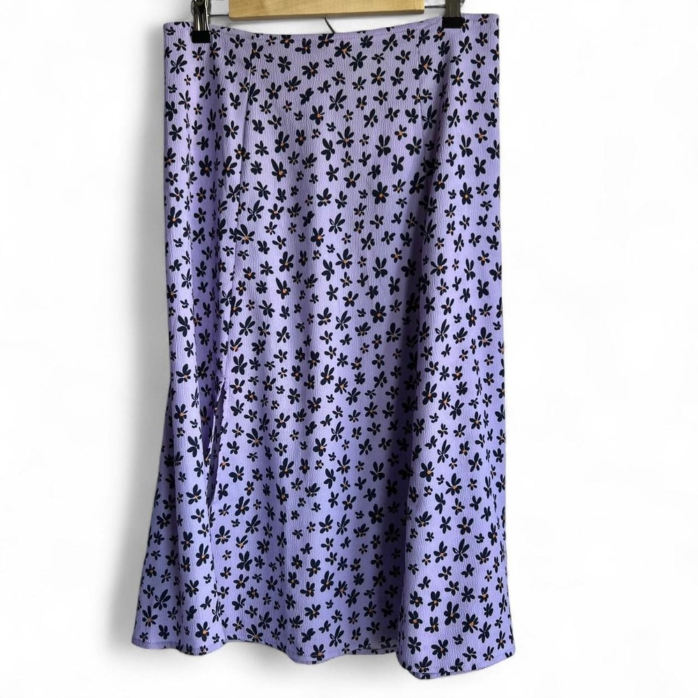 Scoop Purple Floral Slit Skirt Side Zip Flowy Cottagecore Fairy Size 8